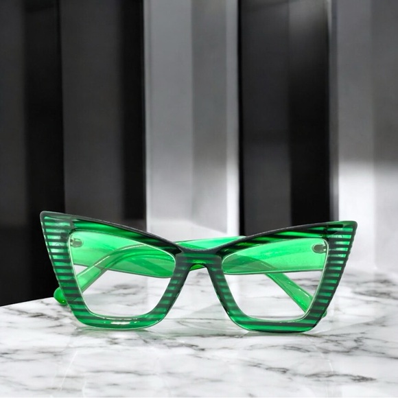 Oversized Retro Cat Eye Clear LensEYEGLASSES Large Optical Frame RX Capable - Picture 5 of 6